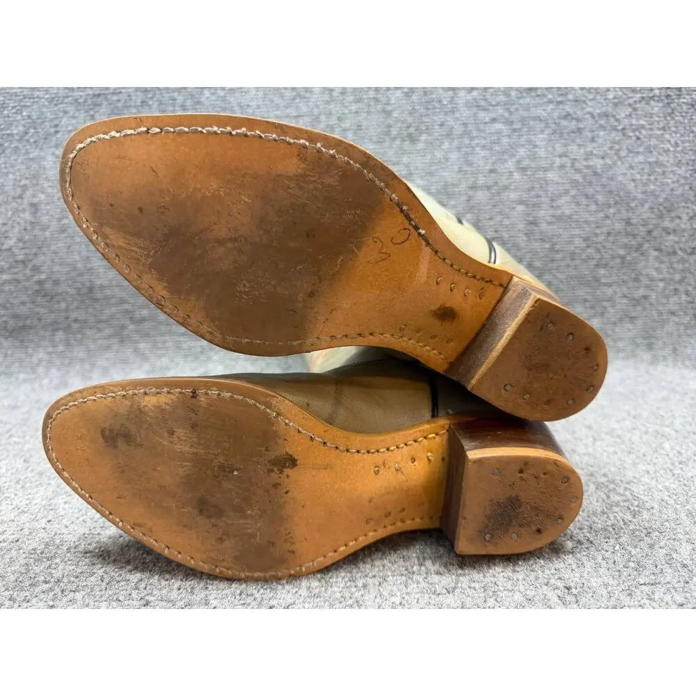 Men’s Leather Western Cowboy Boots Size 8.5 M Tan Brown